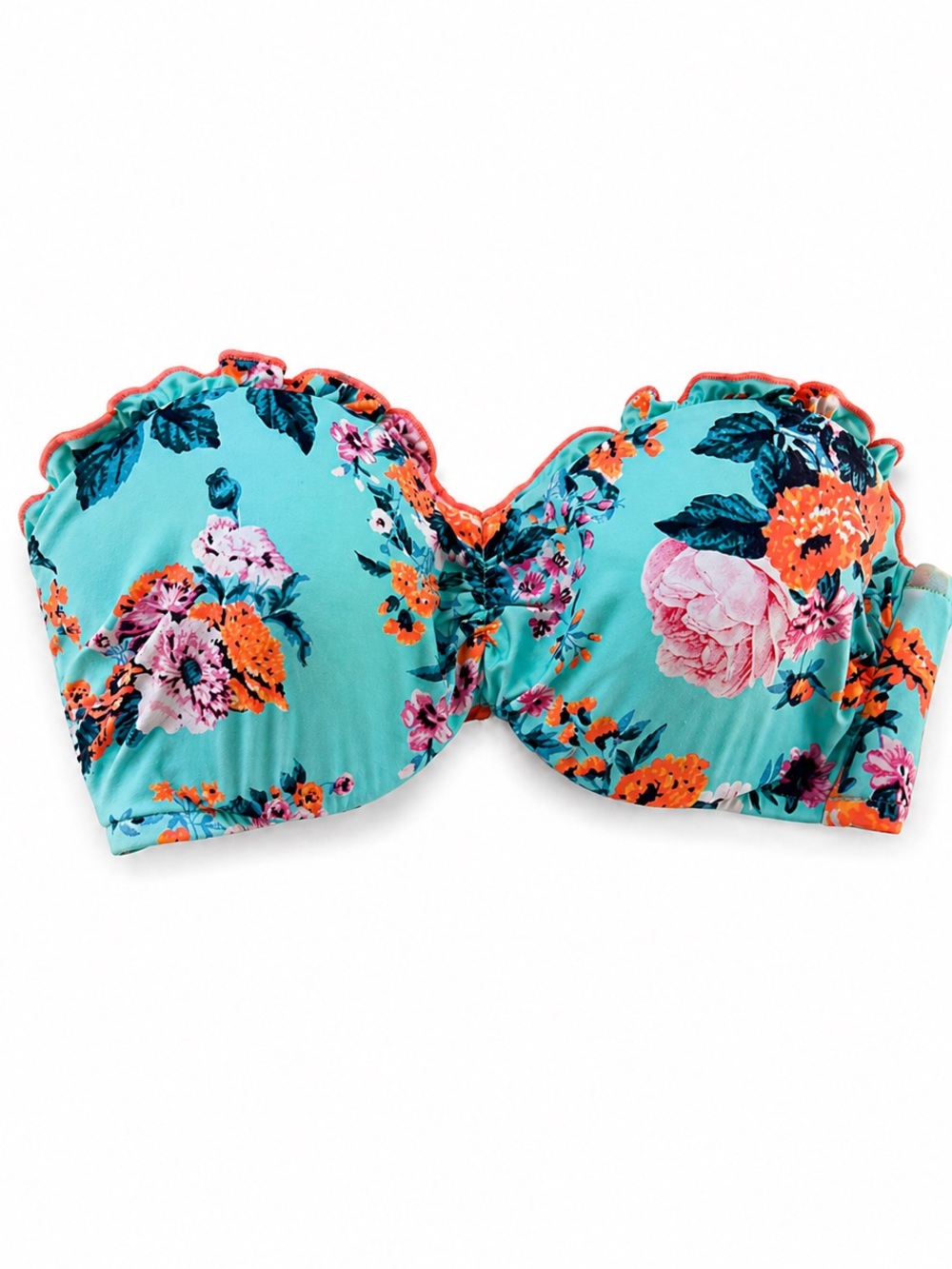 *NWT* Seafolly Turquoise Floral Bandeau Bikini Top
